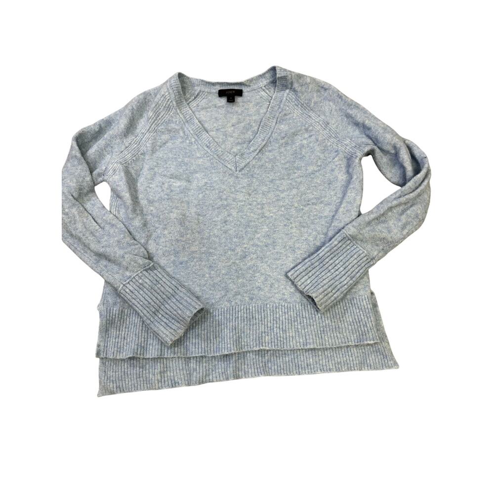 J.Crew Wool Pullover V-Beck Sweater, Women’s Small,‎ Wool/Alpaca Ice Blue Ribbed